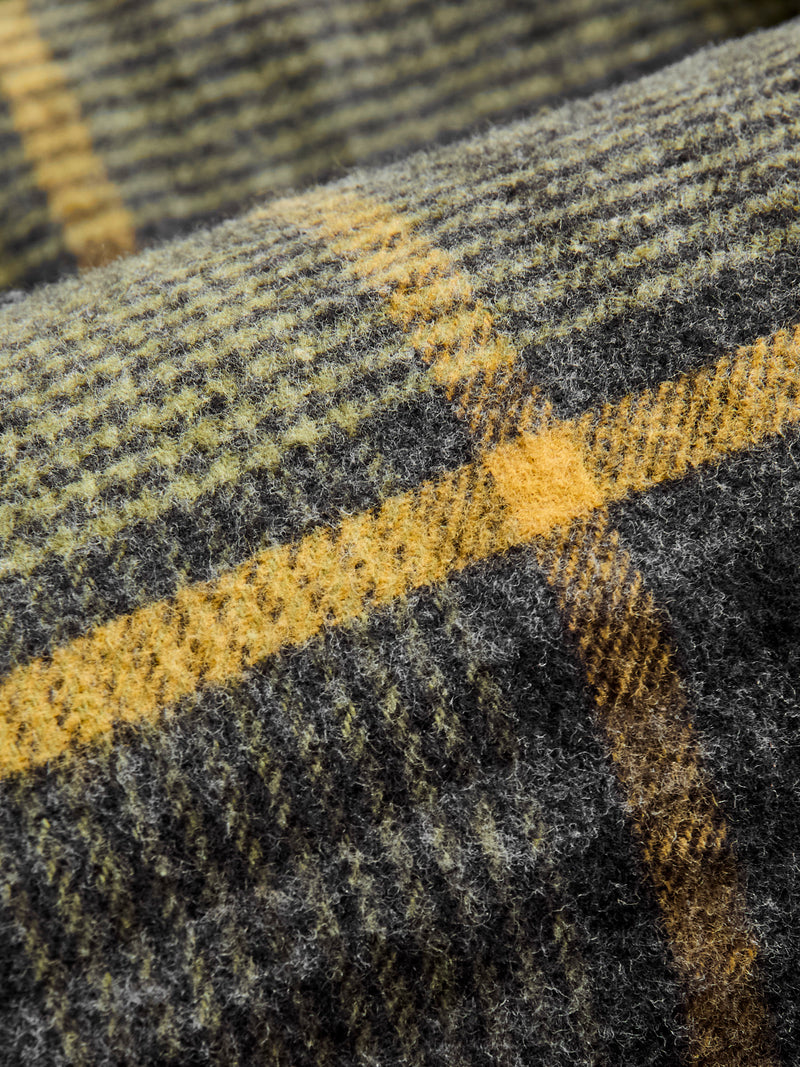 Flannel Work Shirt in Yellow Grey Plaid