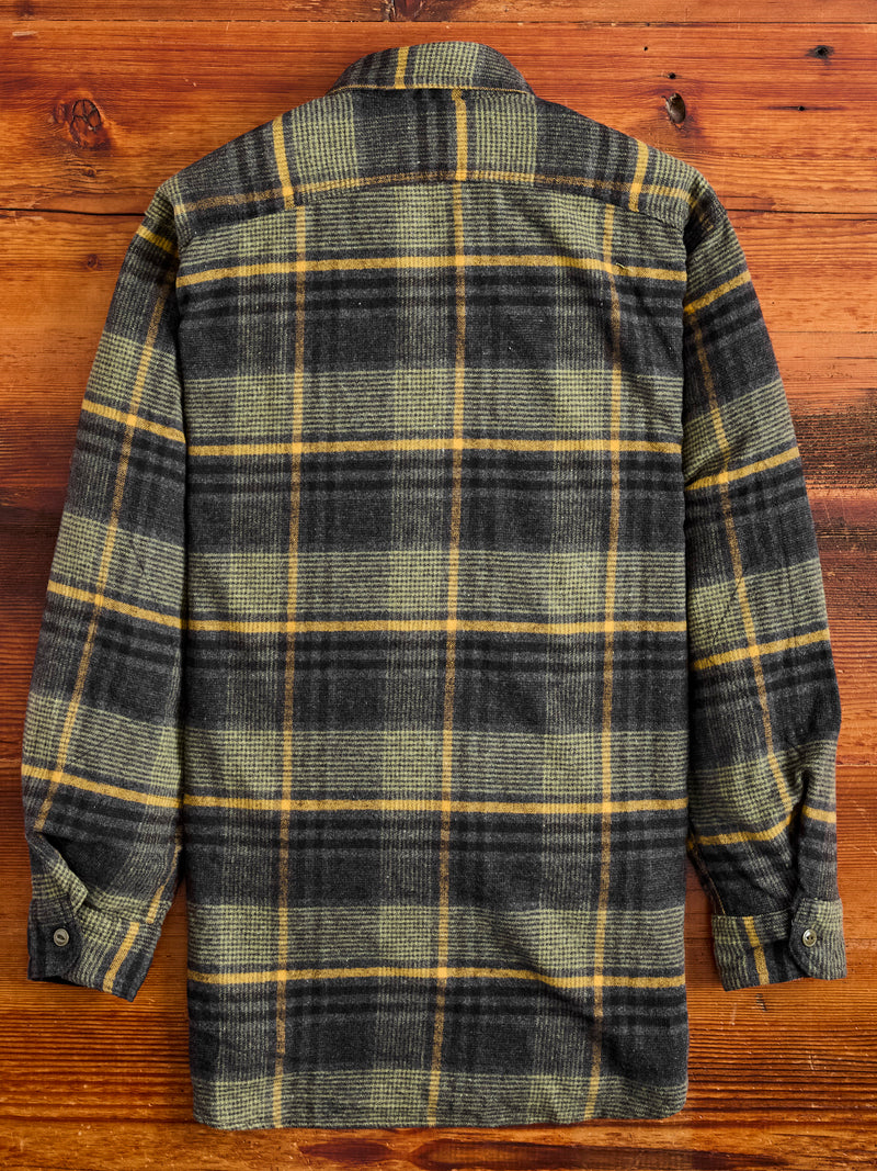 Flannel Work Shirt in Yellow Grey Plaid