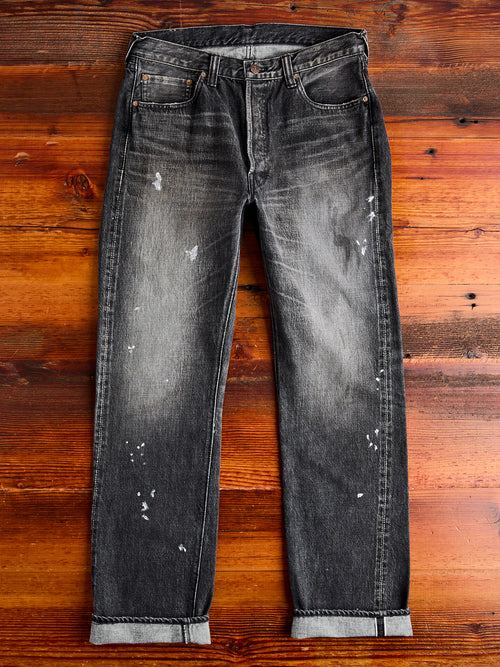 1101BKHW 13.7oz Washed Black Selvedge Denim - Straight Fit