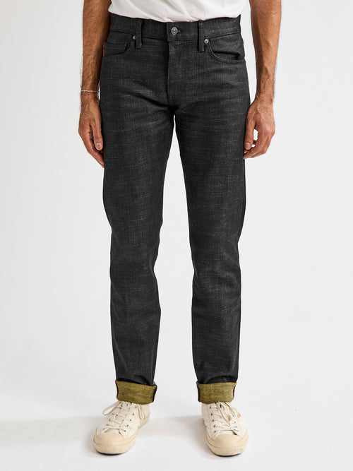 "Etched" 13oz Green Weft Stretch Selvedge Denim - Pen Slim