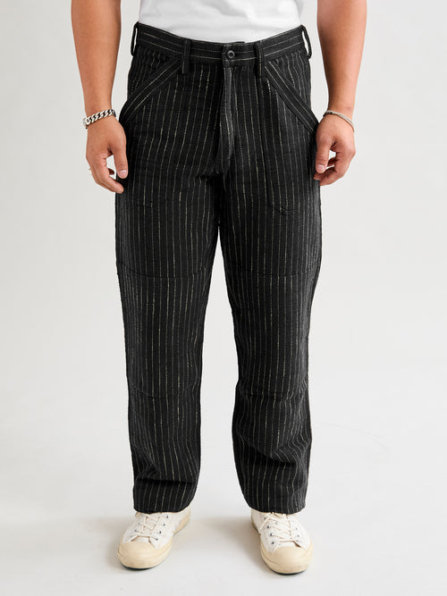 Isaac Pants in Iron/Acacia Ticking Stripe