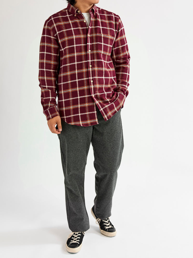 Pottery Check Button-Up Shirt in Burgundy