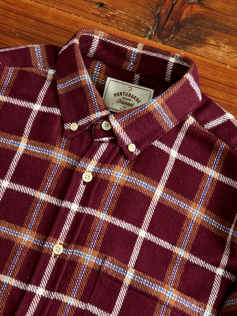 Pottery Check Button-Up Shirt in Burgundy
