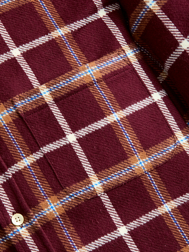 Pottery Check Button-Up Shirt in Burgundy
