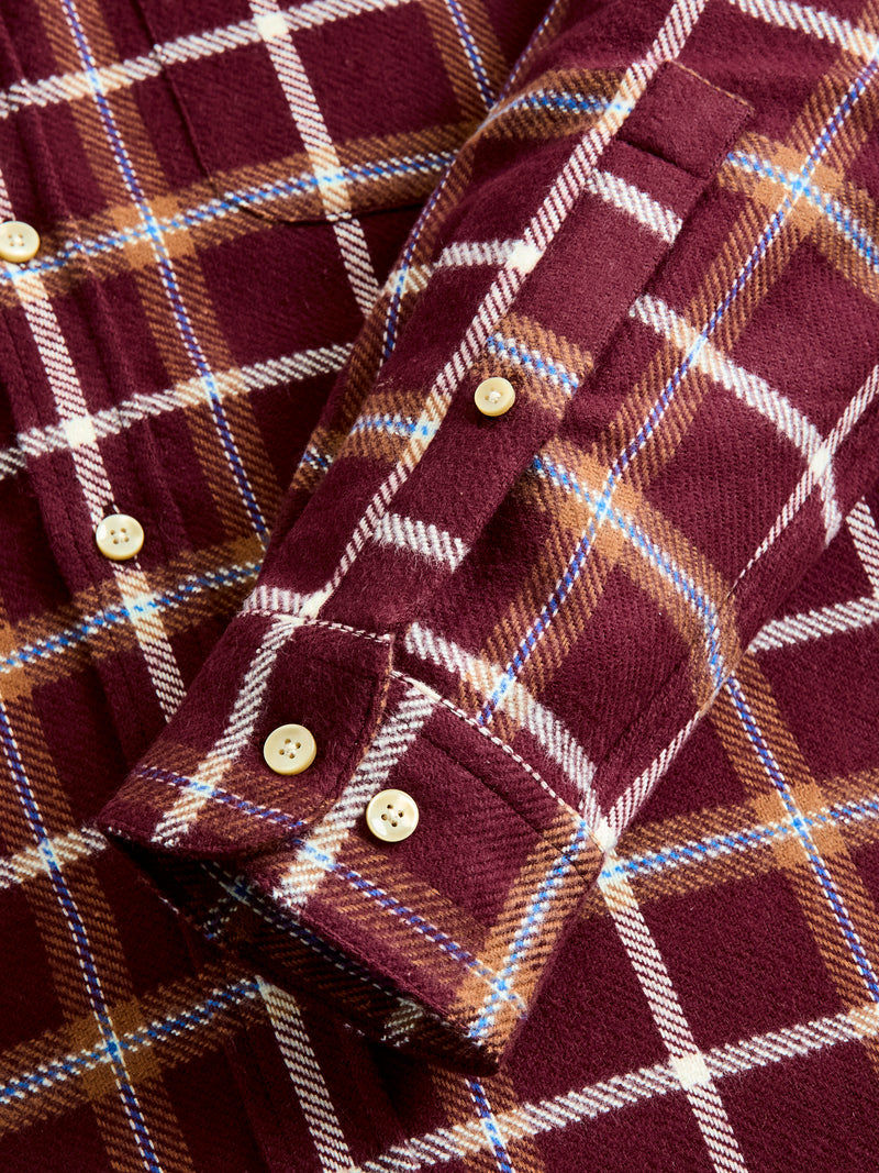 Pottery Check Button-Up Shirt in Burgundy