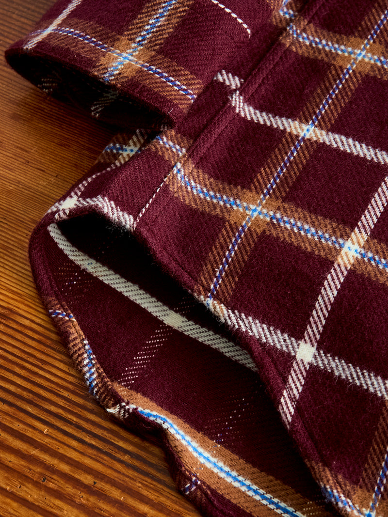 Pottery Check Button-Up Shirt in Burgundy