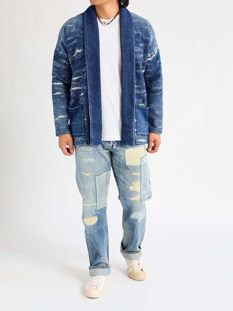 Jacquard Boro Haori Jacket in 2-Year Wash
