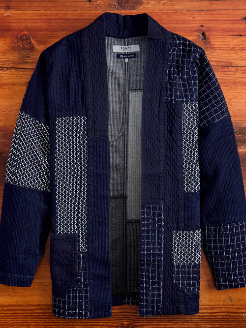 JK41R Patchwork Haori Jacket in Indigo Rinse