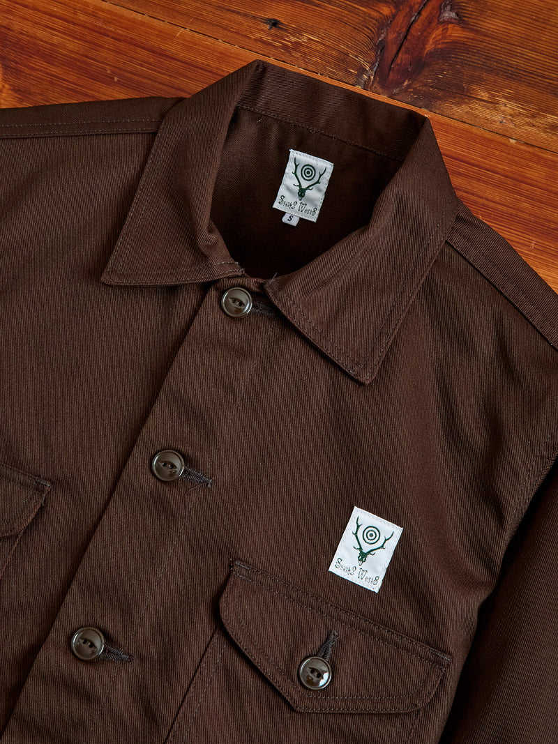 Cotton Twill Smokey Shirt in Brown