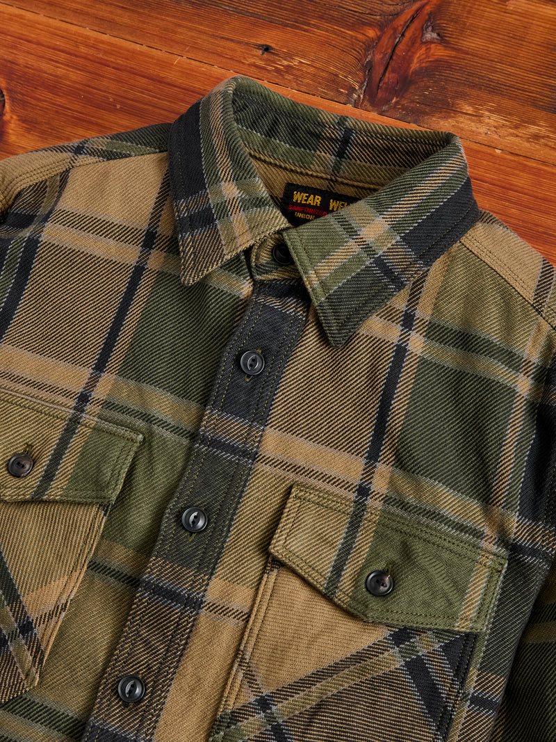 Extra Heavy Flannel Shirt in Olive