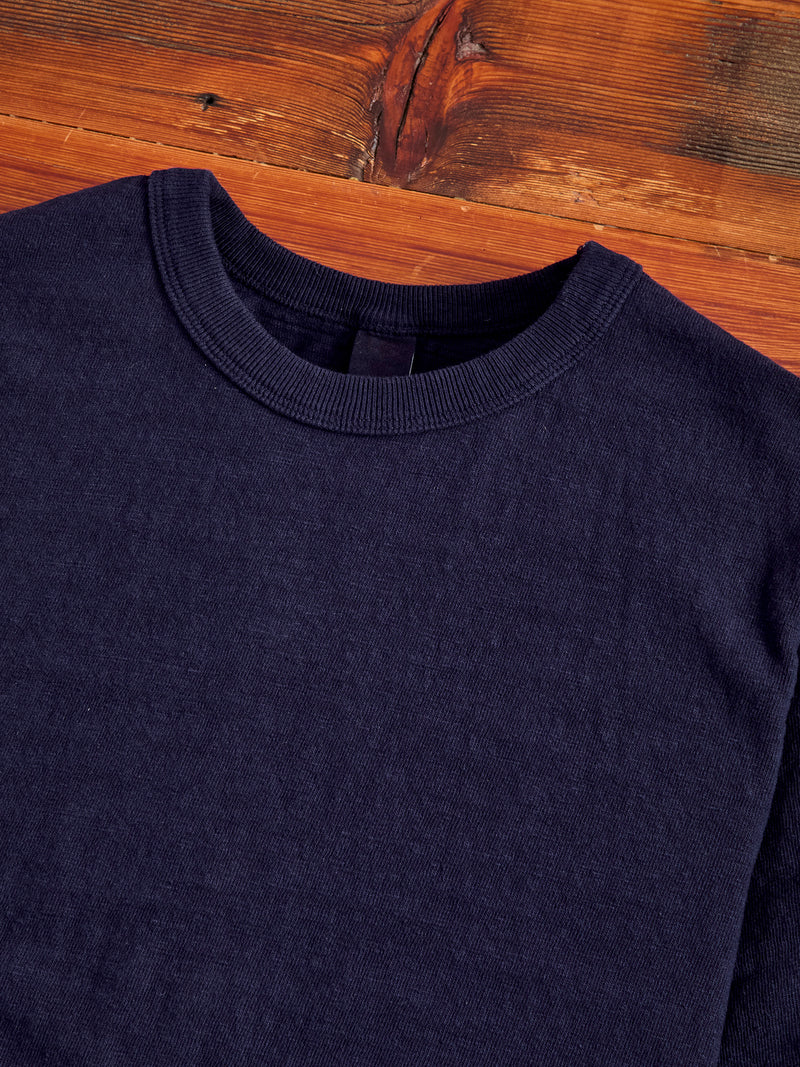 No. 8 Slub Nep Short Sleeve T-Shirt in Navy