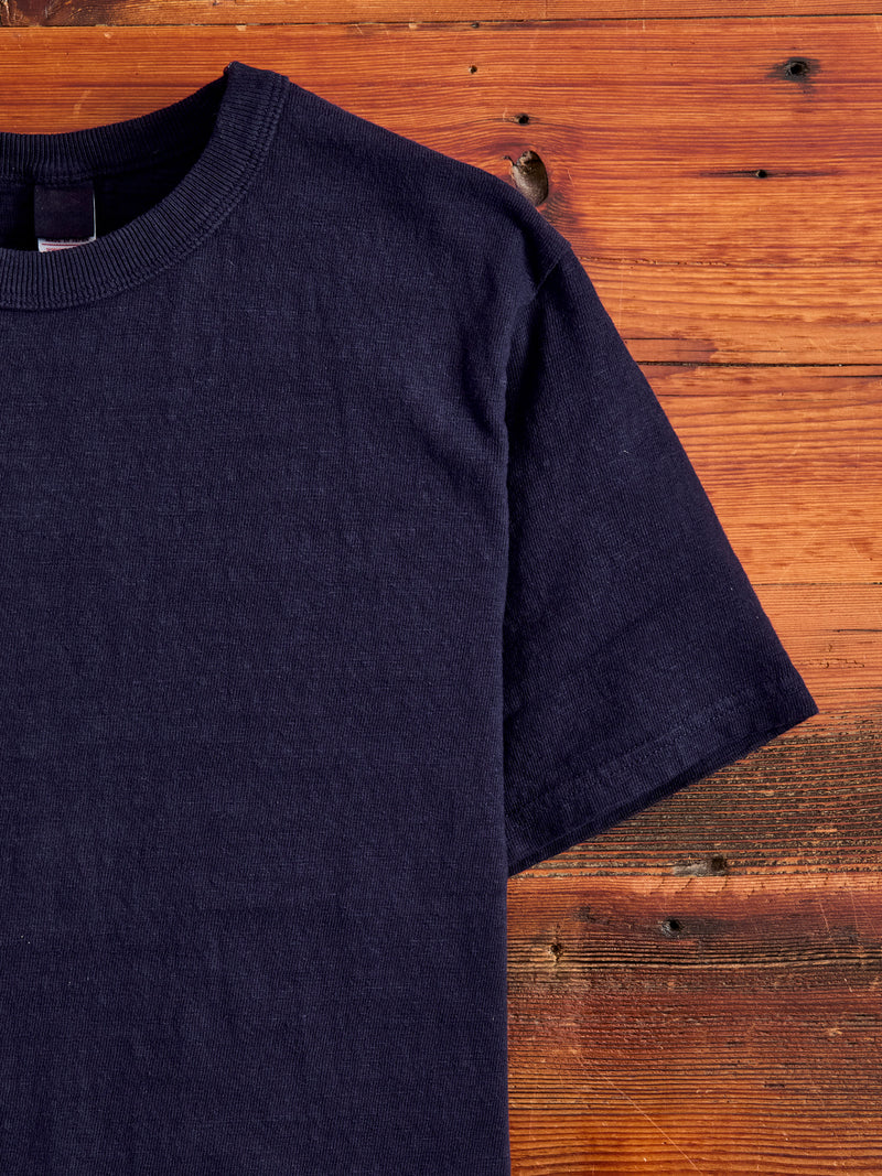No. 8 Slub Nep Short Sleeve T-Shirt in Navy