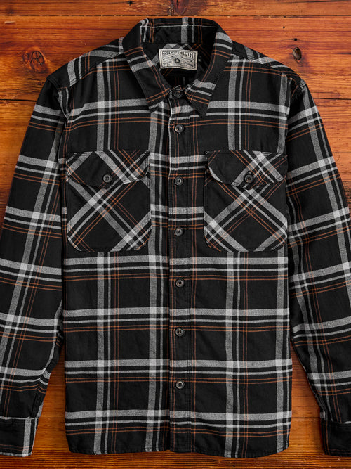 Utility Work Shirt in Black Plaid