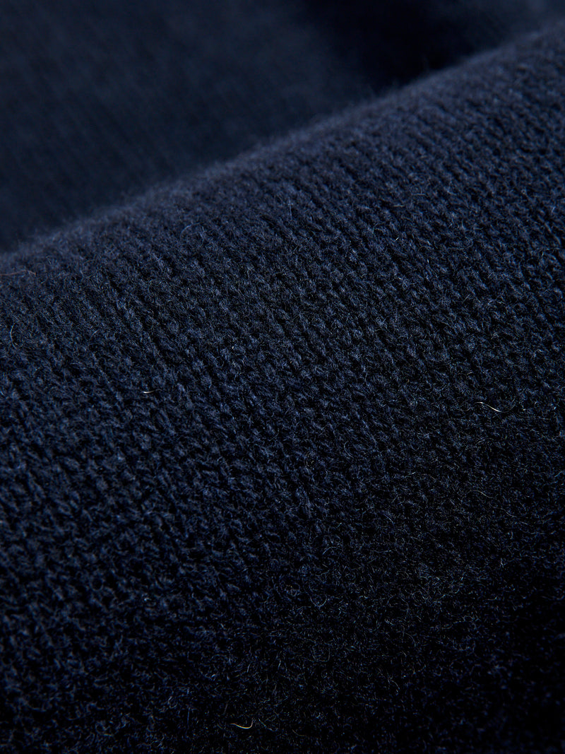 LOCC01 "Good Basics" Relaxed Fit Merino Cashmere Knit Sweater in Dark Navy