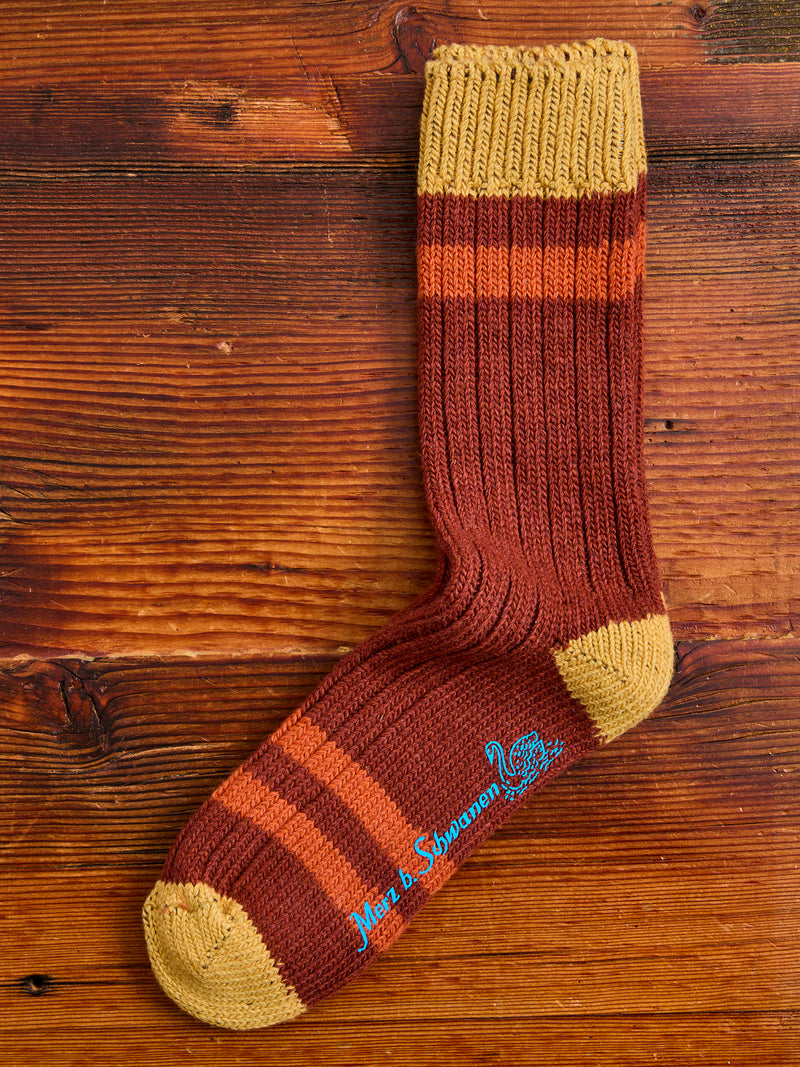 Merino Wool Melange Socks in Chestnut