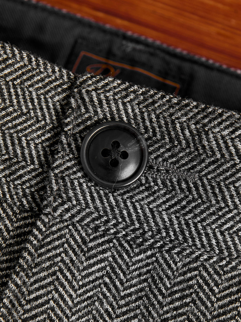 Two-Pleat Suit Trousers in White Herringbone