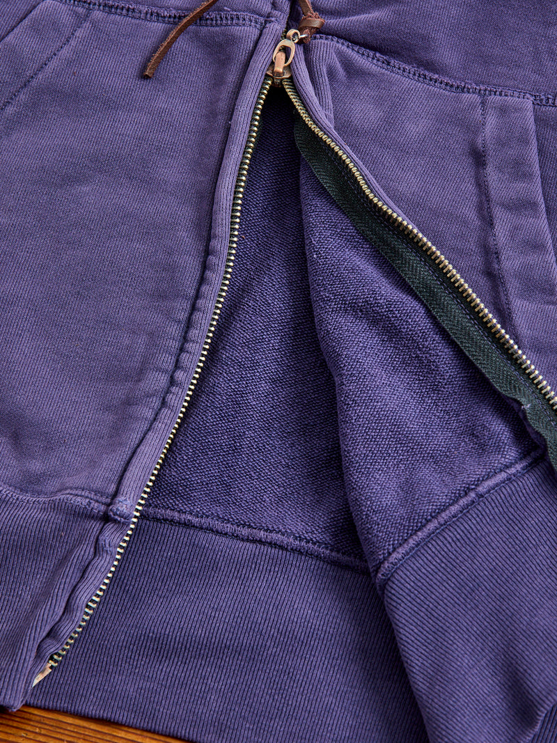 Special Finish Zip Hoodie in Purple Navy