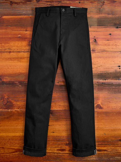 "Officer High Trouser" in 11oz Black Selvedge Denim