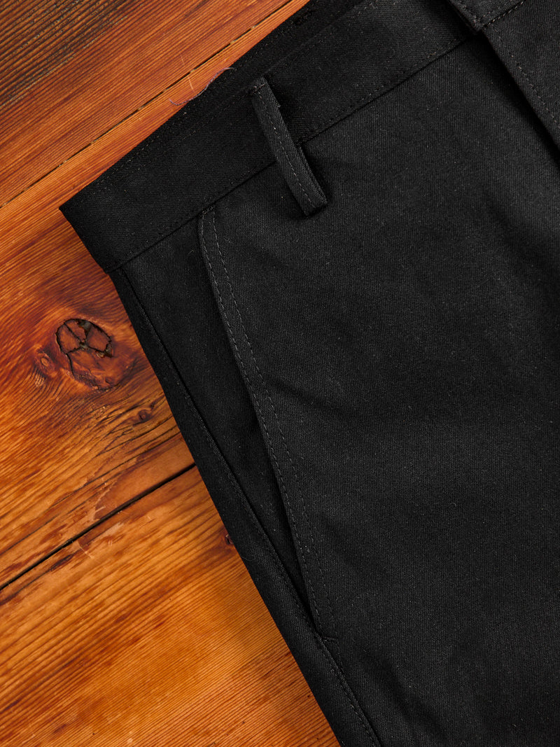 "Officer High Trouser" in 11oz Black Selvedge Denim