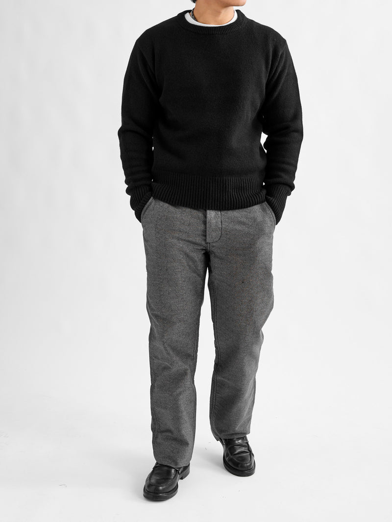 LOCC01 "Good Basics" Relaxed Fit Merino Cashmere Knit Sweater in Deep Black