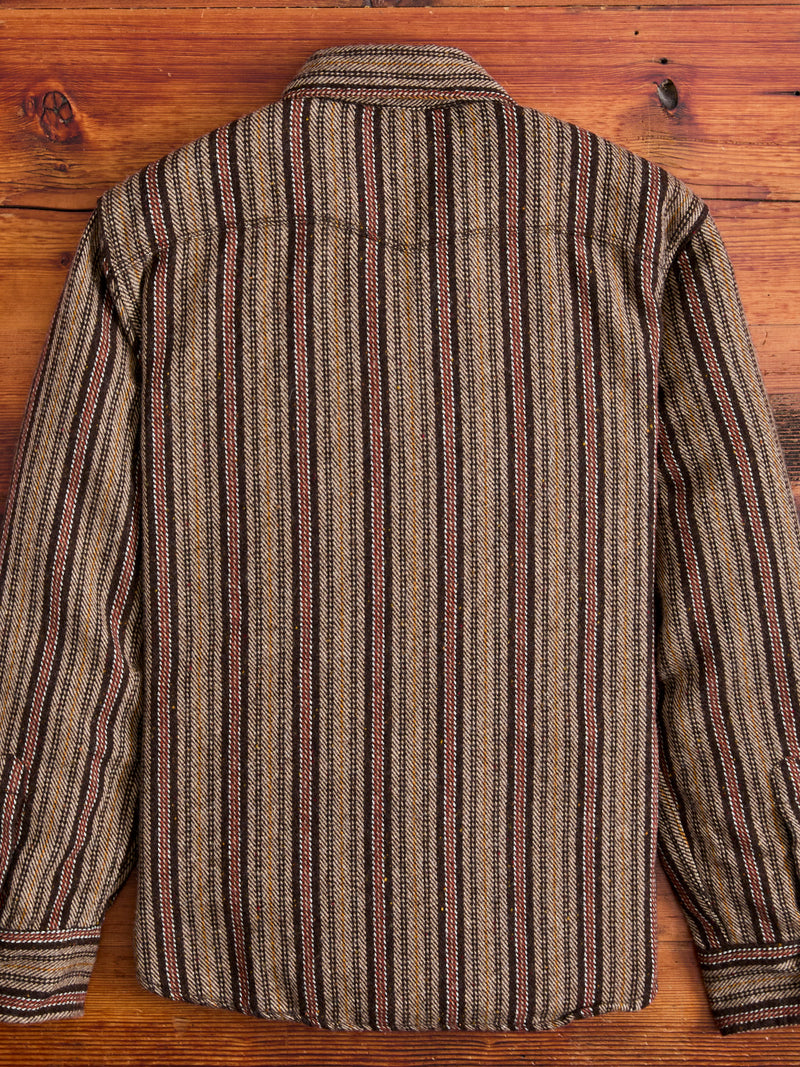 Bodie Wool Shirt in Brown Stripe