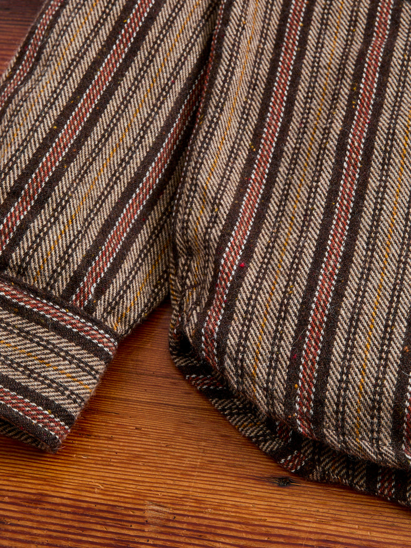 Bodie Wool Shirt in Brown Stripe