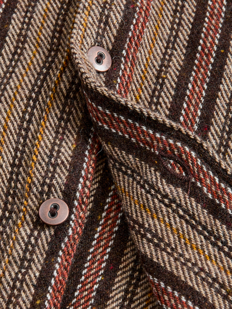 Bodie Wool Shirt in Brown Stripe