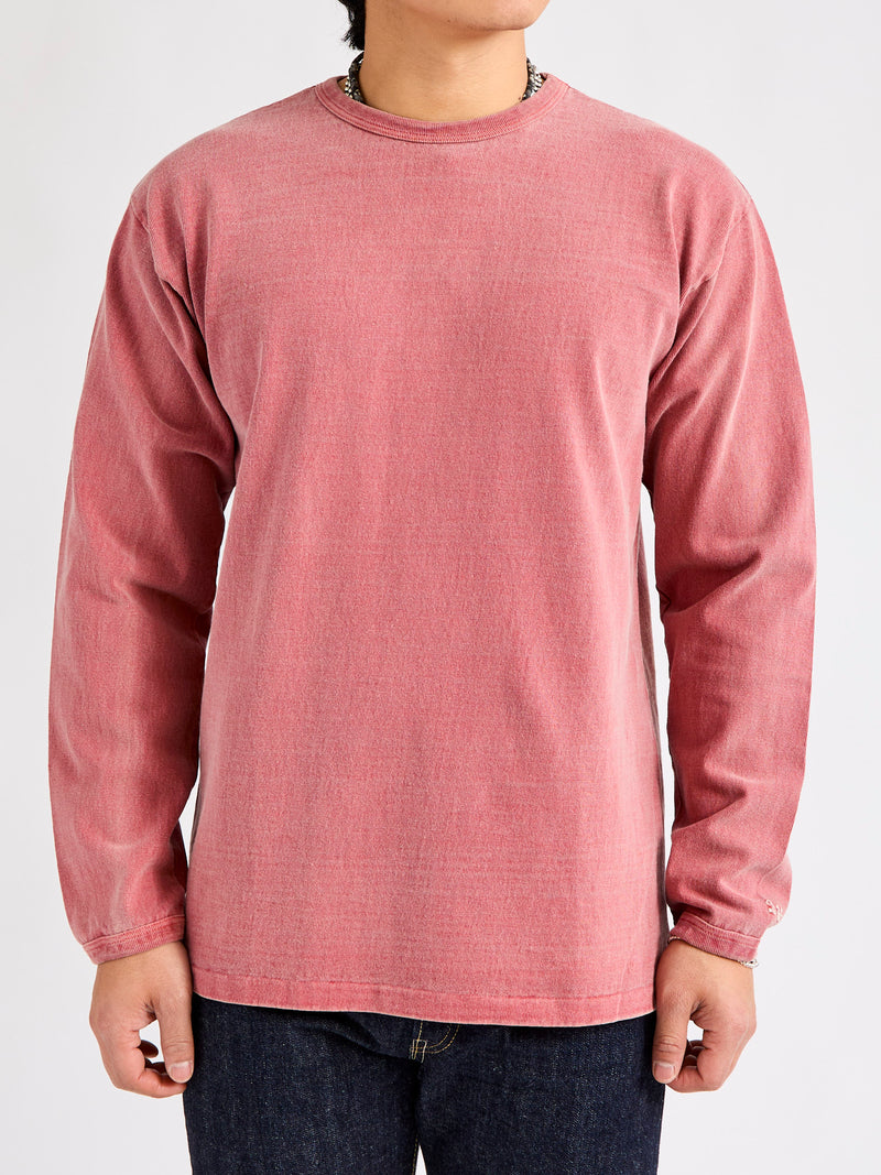 Stand Wheeler Long Sleeve Pigment-Dyed Tee in Red