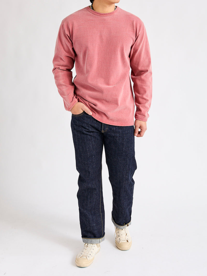 Stand Wheeler Long Sleeve Pigment-Dyed Tee in Red