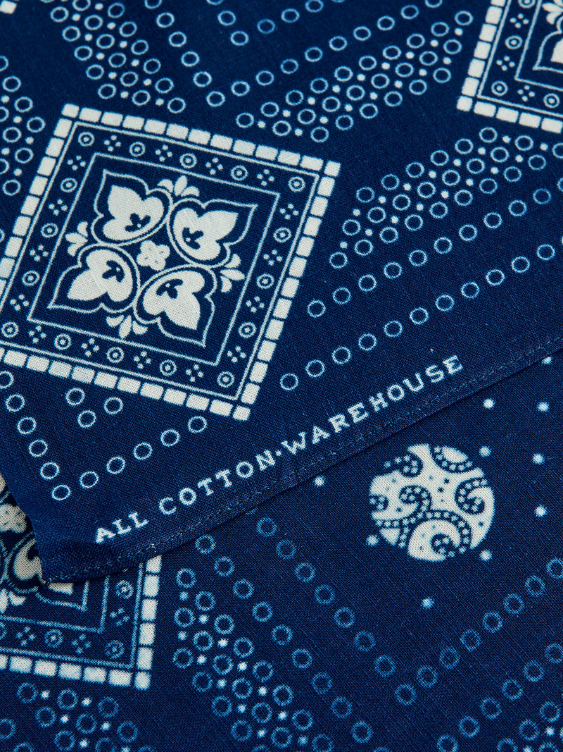 Geometric Selvedge Bandanna in Indigo