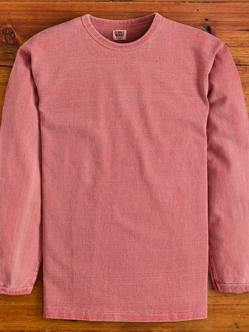 Stand Wheeler Long Sleeve Pigment-Dyed Tee in Red