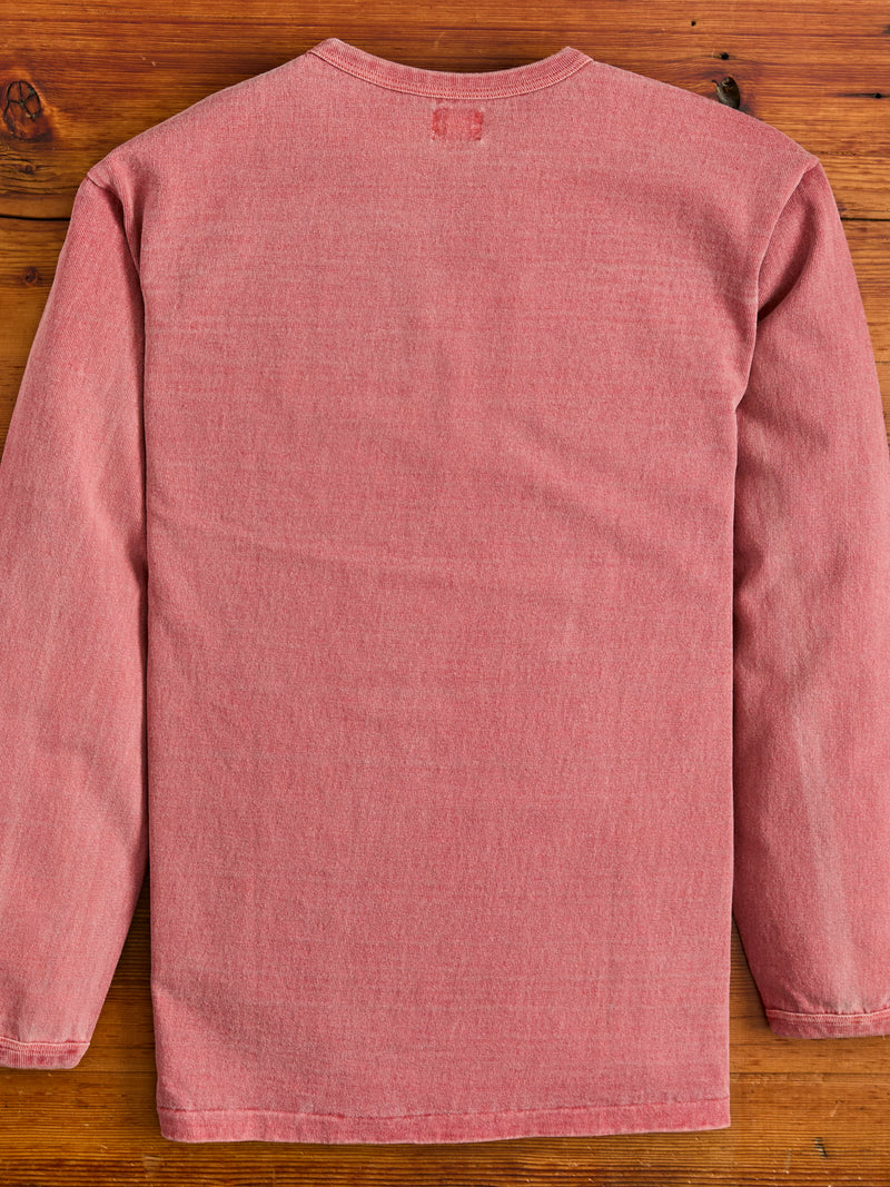 Stand Wheeler Long Sleeve Pigment-Dyed Tee in Red
