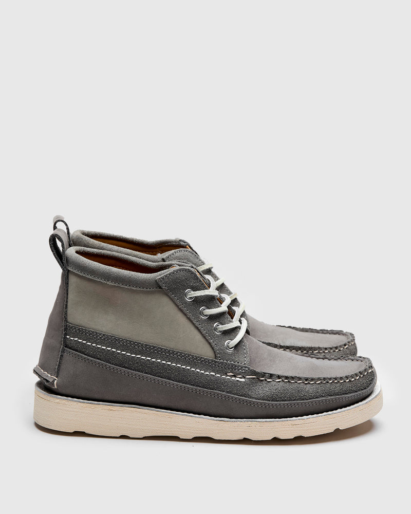 "Backyard BBQ" Scout Boot in Grey Suede Combo
