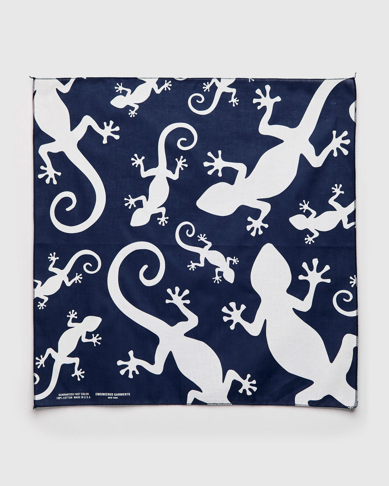 Printed Bandana in Navy Gecko