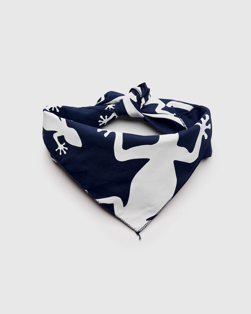 Printed Bandana in Navy Gecko