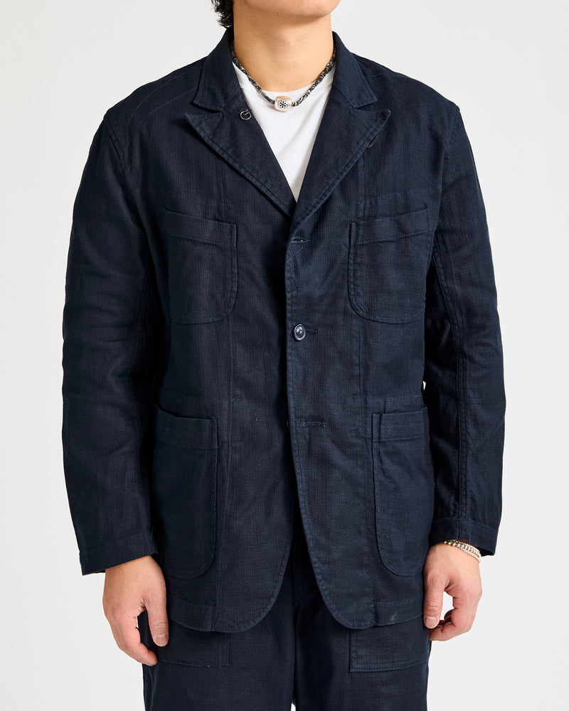 Bedford Jacket in Dark Navy Cotton Linen Java Cloth