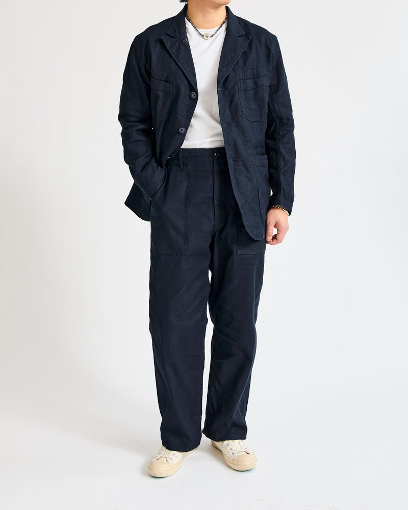 Bedford Jacket in Dark Navy Cotton Linen Java Cloth