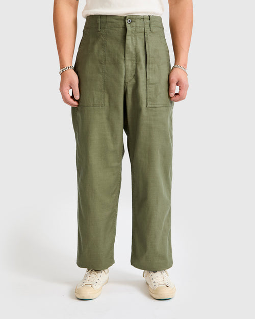 Fatigue Pants in Olive Cotton Linen Java Cloth