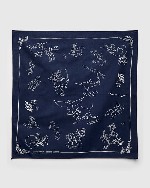 Printed Bandana in Navy Zoo Animals