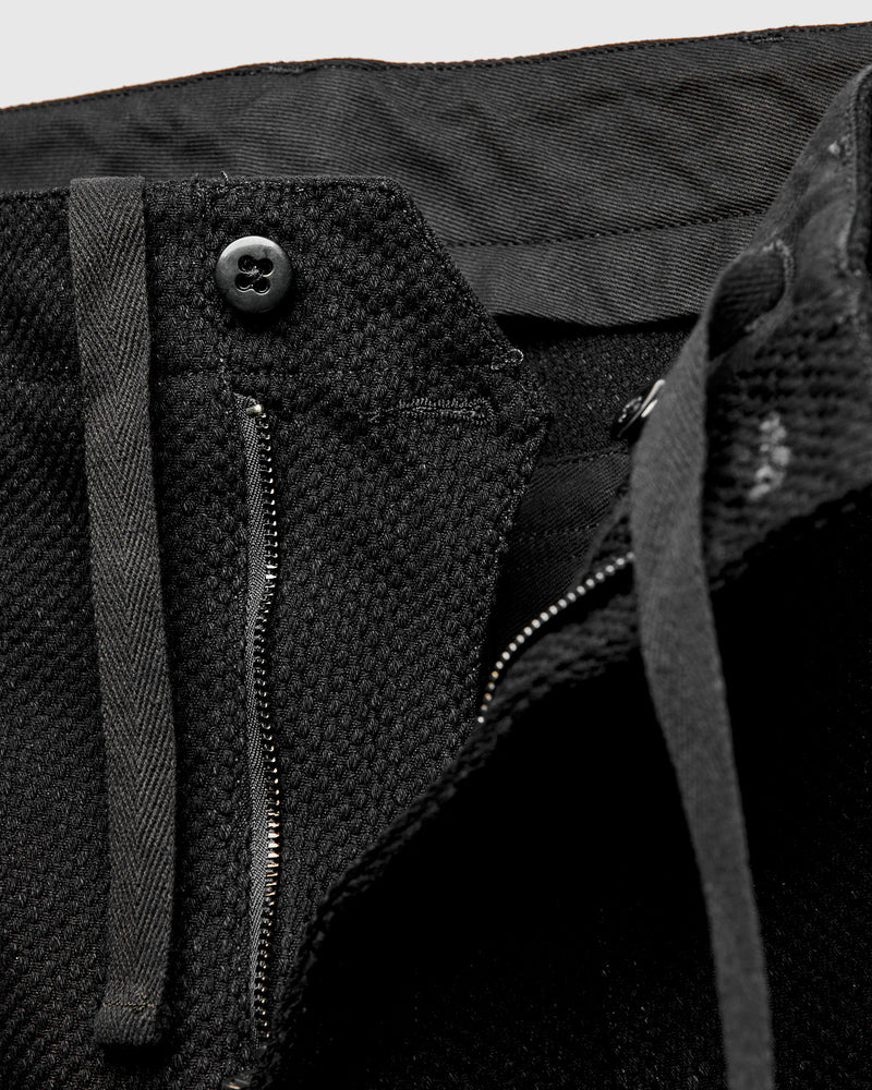 "No-Gi" Fatigue Pants in Black Heavyweight Sashiko