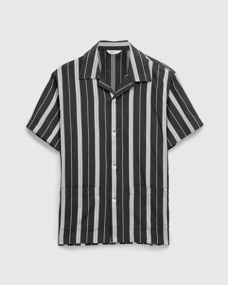 Cabana Shirt in Black Ticking Stripe