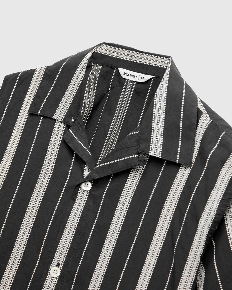 Cabana Shirt in Black Ticking Stripe