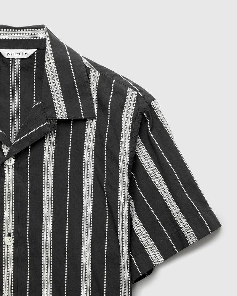 Cabana Shirt in Black Ticking Stripe