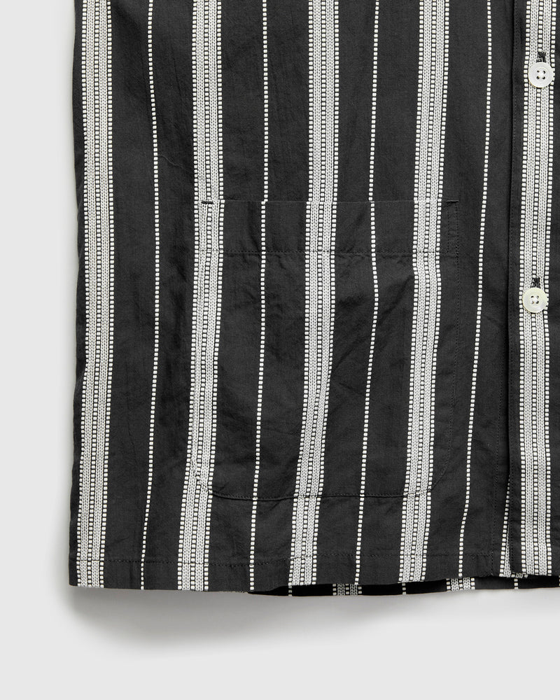 Cabana Shirt in Black Ticking Stripe