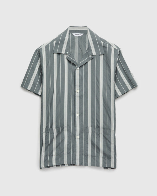 Cabana Shirt in Sage Ticking Stripe