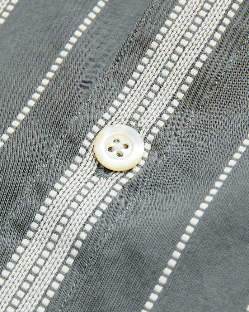 Cabana Shirt in Sage Ticking Stripe