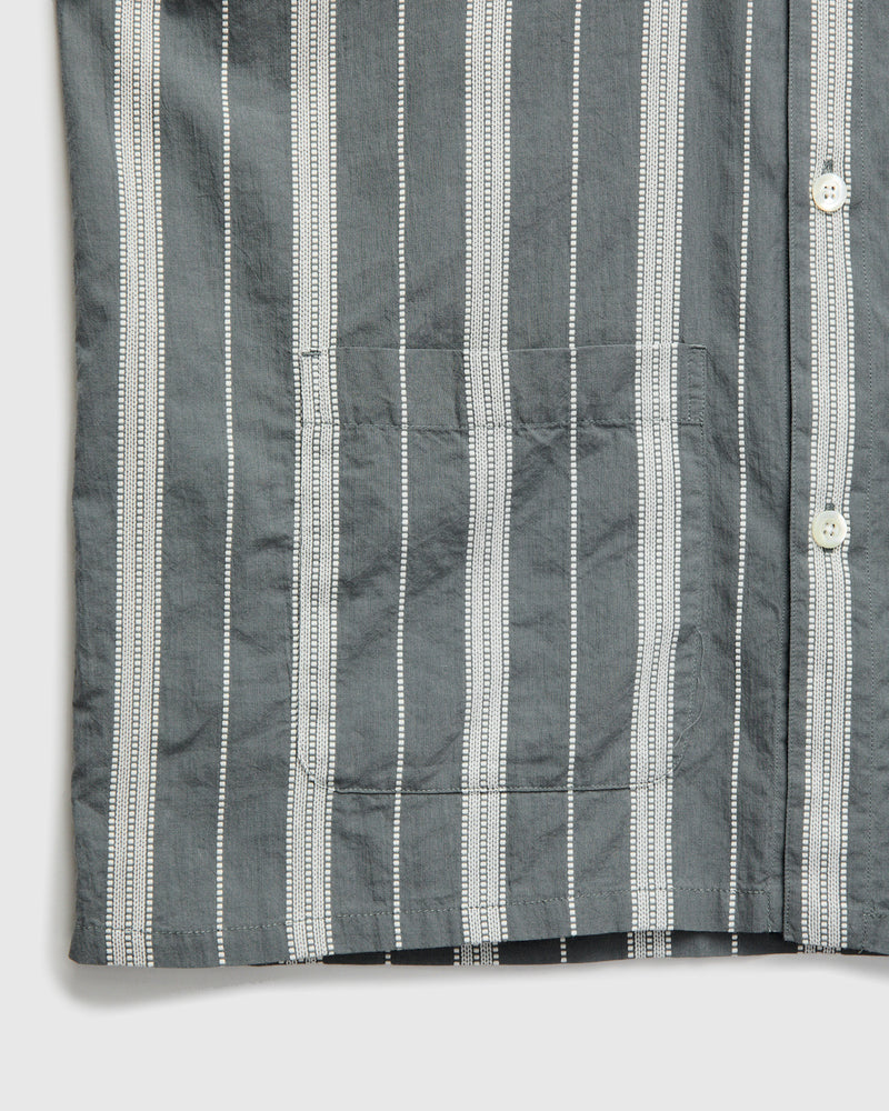 Cabana Shirt in Sage Ticking Stripe