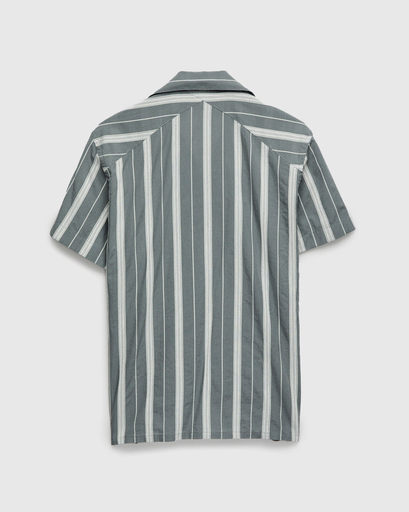 Cabana Shirt in Sage Ticking Stripe