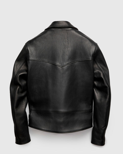 AD-02 Sheepskin Double Riders Jacket in Black Teacore