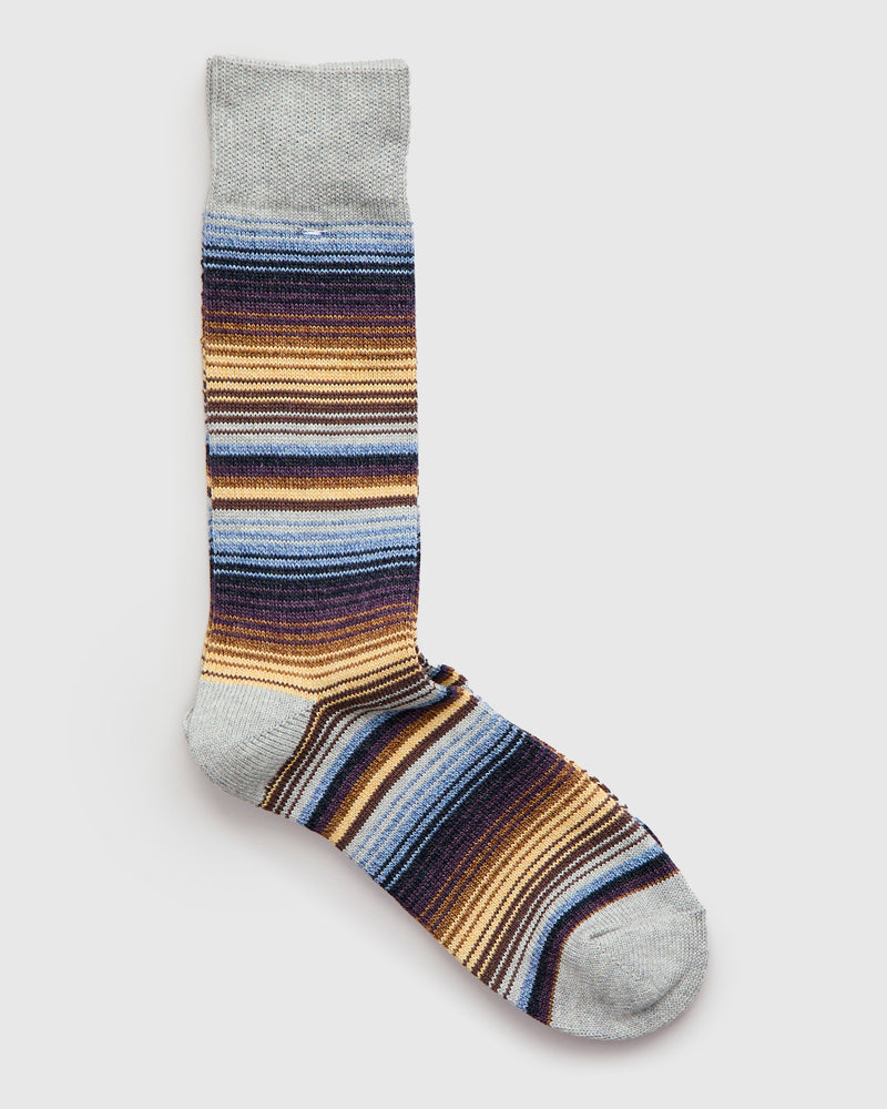 Sarape Stripes Crew Sock in Grey